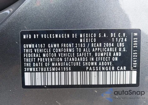 2025 Volkswagen Jetta 1.5T Sport из США, поврежденный, VIN 3VWBX7BUXSM041956